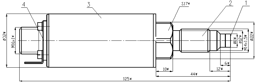Датчик давления на базе КНС с открытой мембраной, штуцером М14х1.5 и разъемом