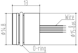 Промышленный сенсор давления ВТ15 с гибкими проводами. Габаритный чертеж